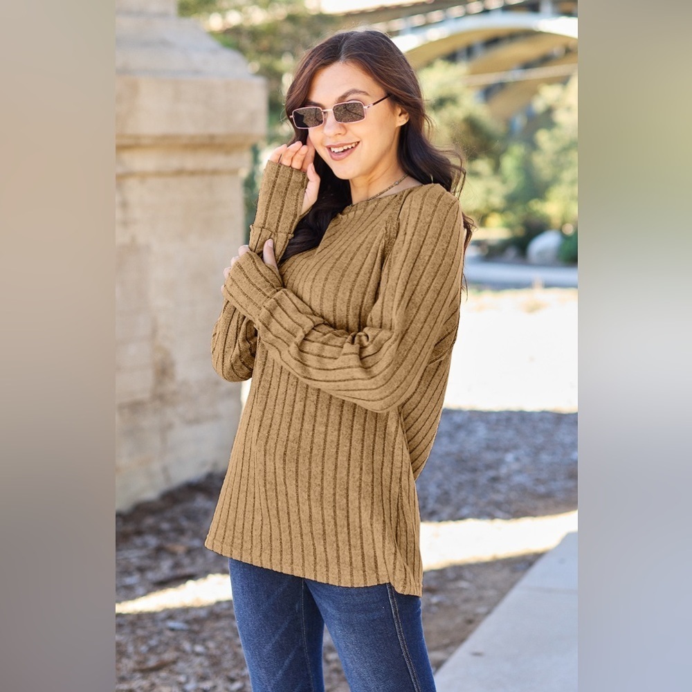 Textured Haven Casual Ribbed Sweater